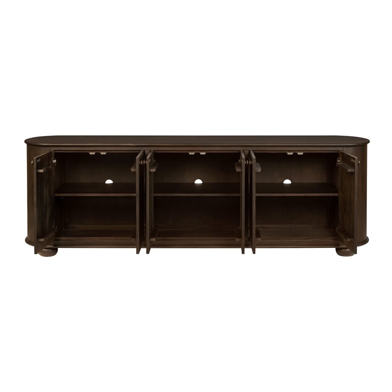 Astrid 6-Door Sideboard in a Mid-Century Barista Brown Finish on Oak Solid Wood