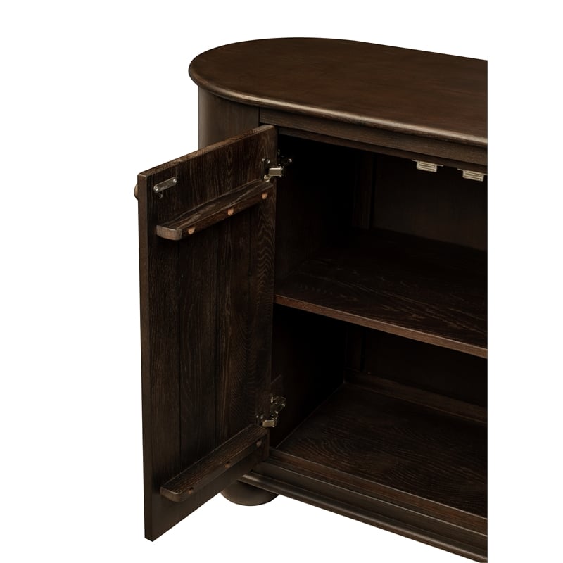 Astrid 6-Door Sideboard in a Mid-Century Barista Brown Finish on Oak Solid Wood