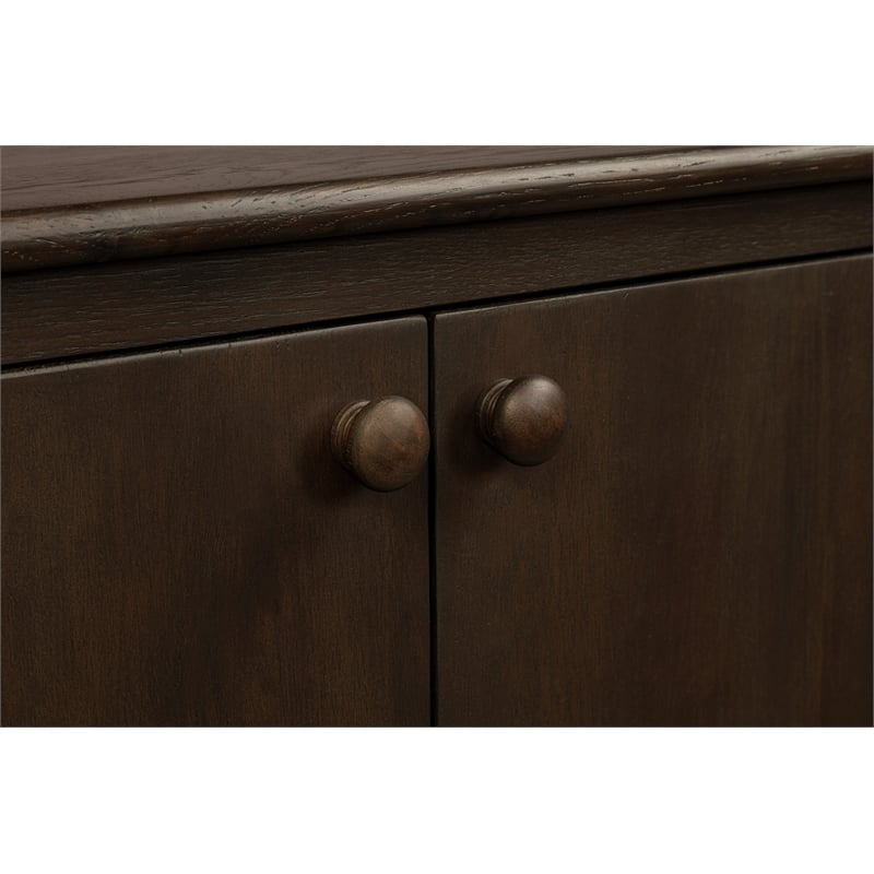 Astrid 6-Door Sideboard in a Mid-Century Barista Brown Finish on Oak Solid Wood