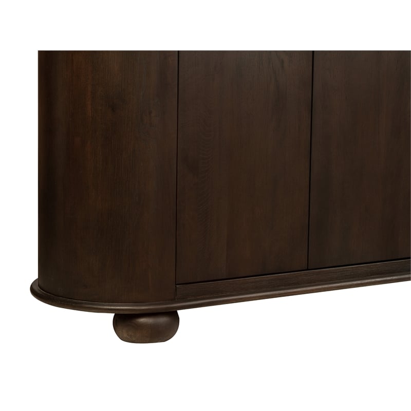 Astrid 6-Door Sideboard in a Mid-Century Barista Brown Finish on Oak Solid Wood