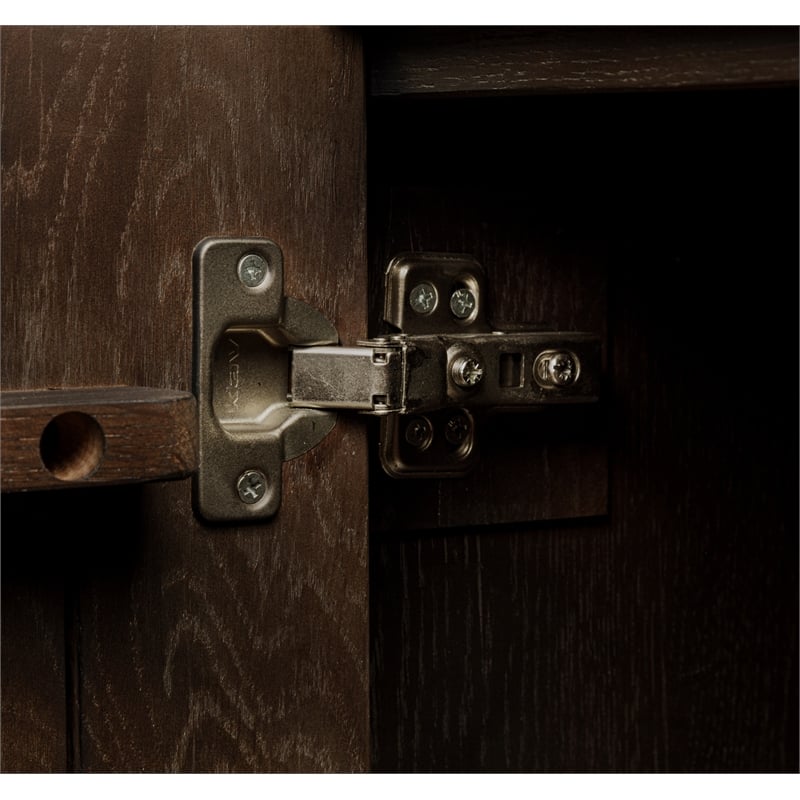 Astrid 6-Door Sideboard in a Mid-Century Barista Brown Finish on Oak Solid Wood