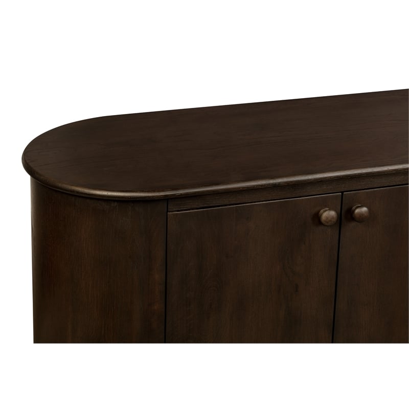 Astrid 6-Door Sideboard in a Mid-Century Barista Brown Finish on Oak Solid Wood