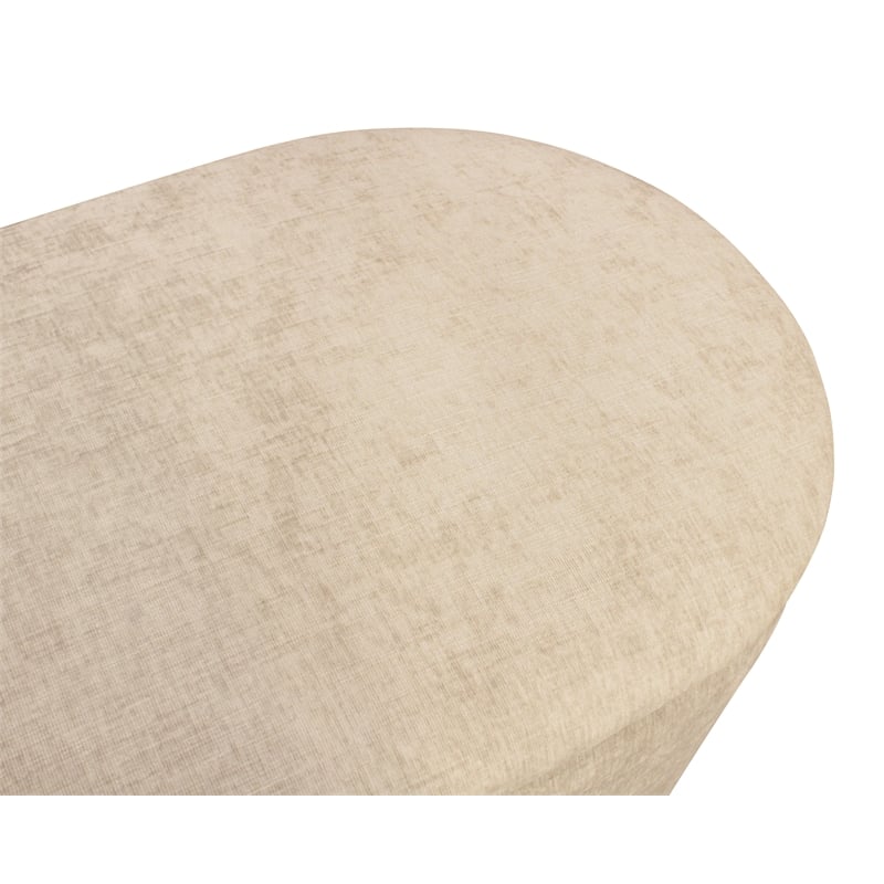 Jackie Storage Bench in Contemporary Beige Multi-Weave Fabric on Solid Wood Base