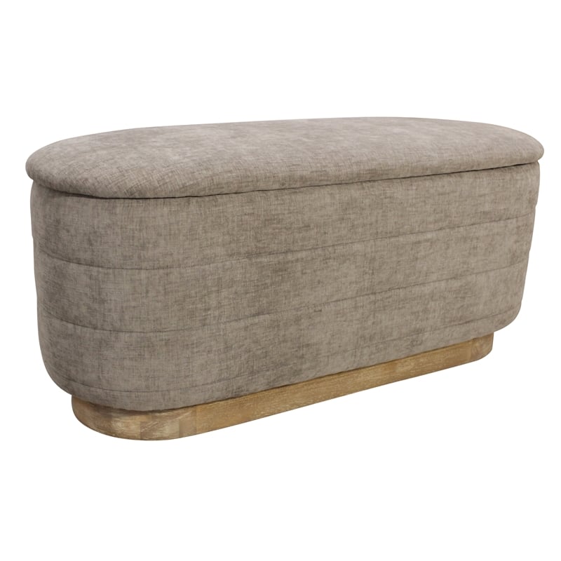 Jackie Storage Bench in Contemporary Slate Multi-Weave Fabric on Solid Wood Base