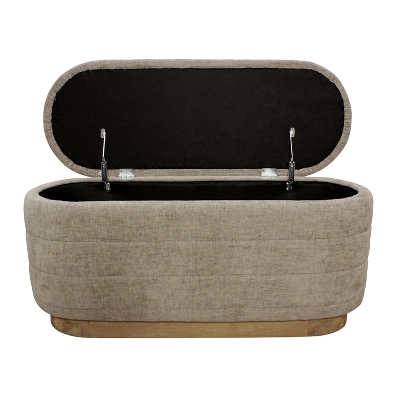 Jackie Storage Bench in Contemporary Slate Multi-Weave Fabric on Solid Wood Base