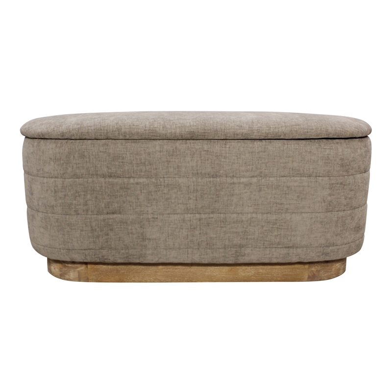 Jackie Storage Bench in Contemporary Slate Multi-Weave Fabric on Solid Wood Base