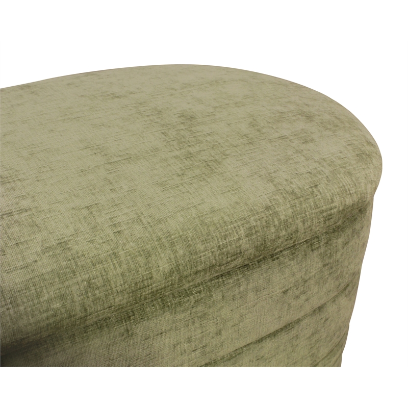 Jackie Storage Bench in Contemporary Leaf Green Multi-Weave Fabric on Solid Wood