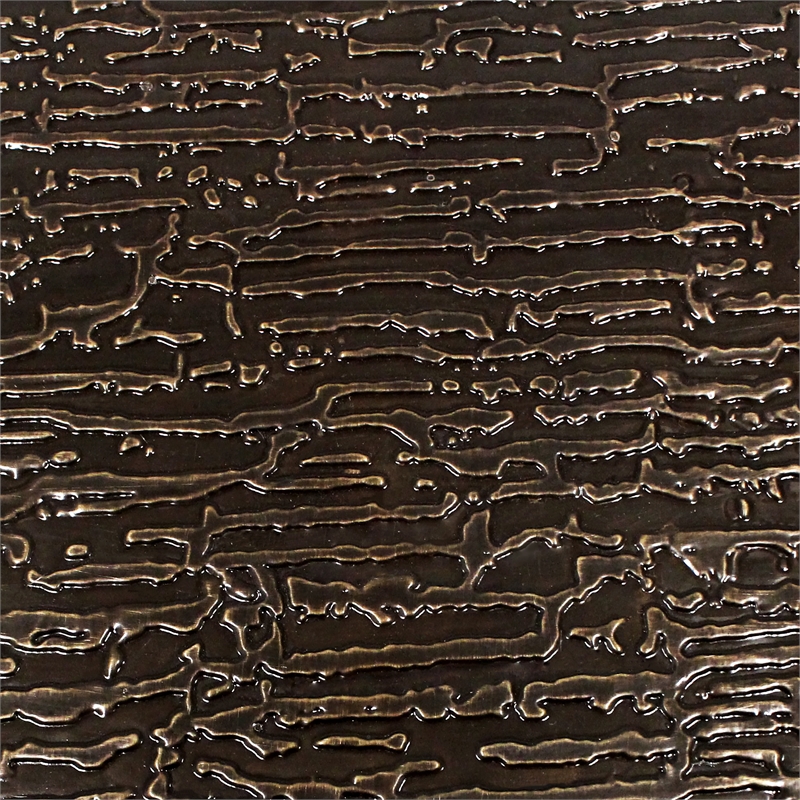 Landon Cocktail Table in Contemporary Stamped Brass Cladding on Solid Wood