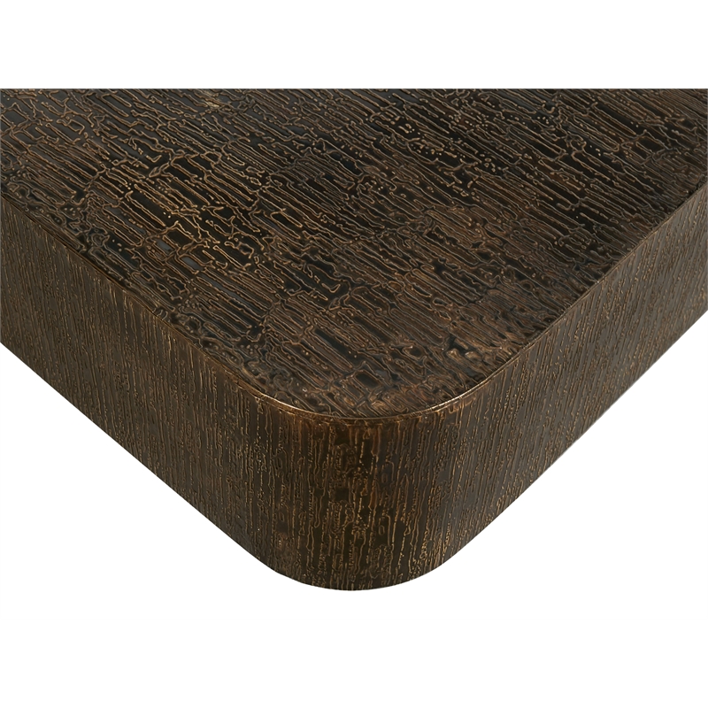 Landon Cocktail Table in Contemporary Stamped Brass Cladding on Solid Wood