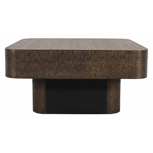 Landon Cocktail Table in Contemporary Stamped Brass Cladding on Solid Wood