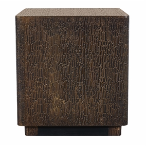 Landon Side Table in Contemporary Stamped Brass Cladding on Solid Wood