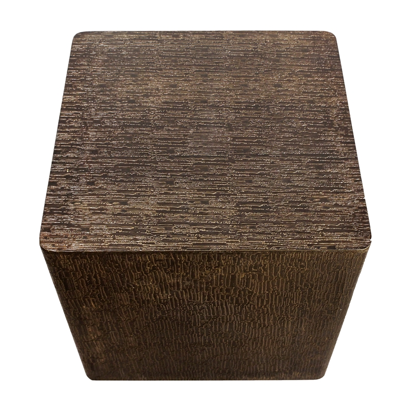 Landon Side Table in Contemporary Stamped Brass Cladding on Solid Wood