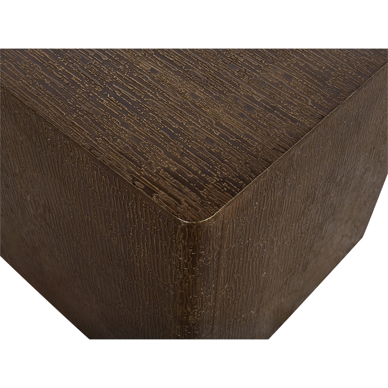 Landon Side Table in Contemporary Stamped Brass Cladding on Solid Wood