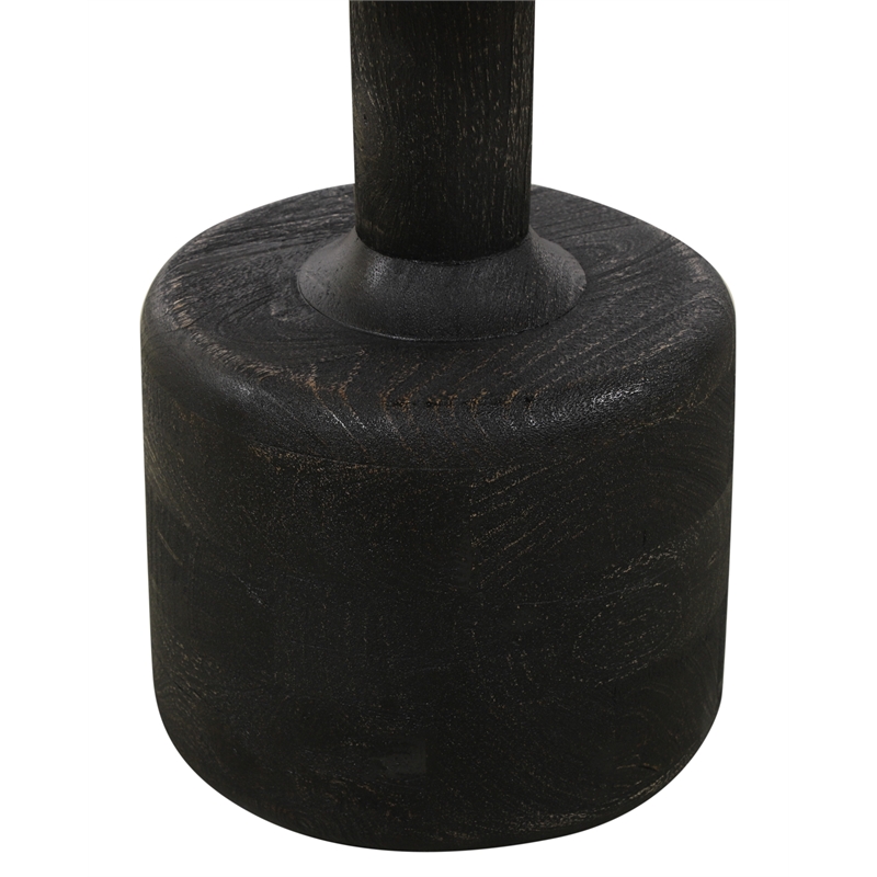 Caspian Side Table with White Marble Top in Modern Distressed Black Finish