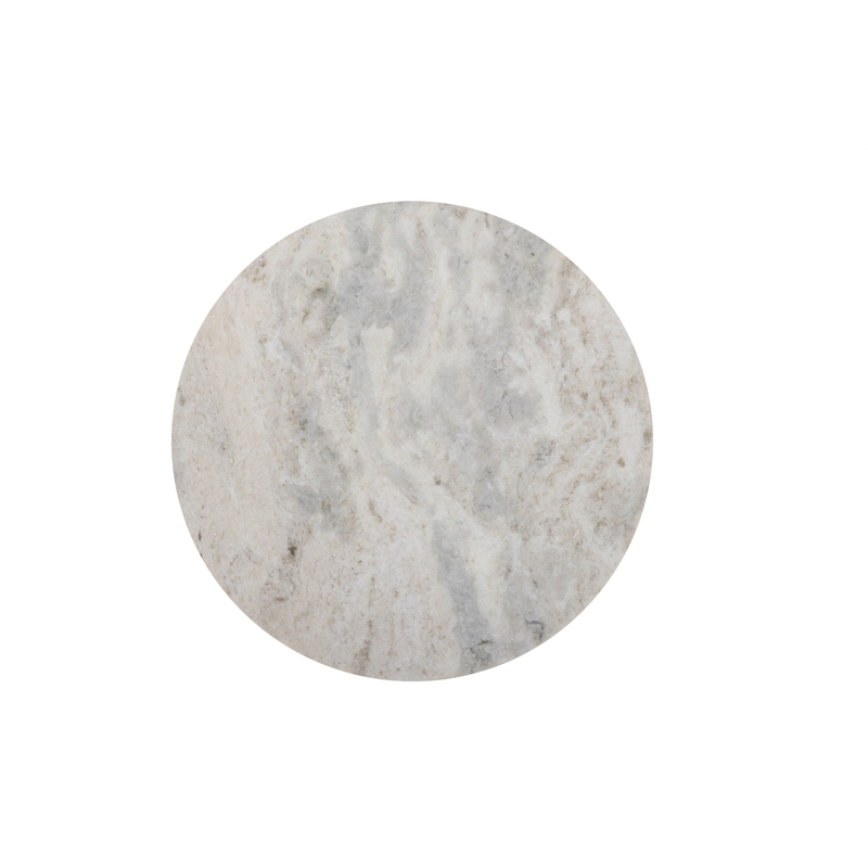 Caspian Side Table with White Marble Top in Modern Distressed Black Finish