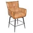 Gabriel  Swivel Counter Stool in Mid-Century Caramel Finish on Genuine Leather