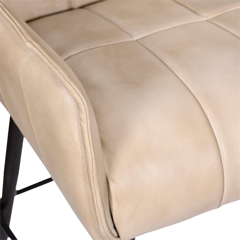 Gabriel Swivel Counter Stool in Mid-Century Stone Finish on Genuine Leather