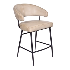 Barrett Counter Stool in Mid-Century Stone Finish on Authentic Leather