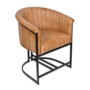 Wilbur Dining Chair in Mid-Century Caramel Finish on Genuine Leather