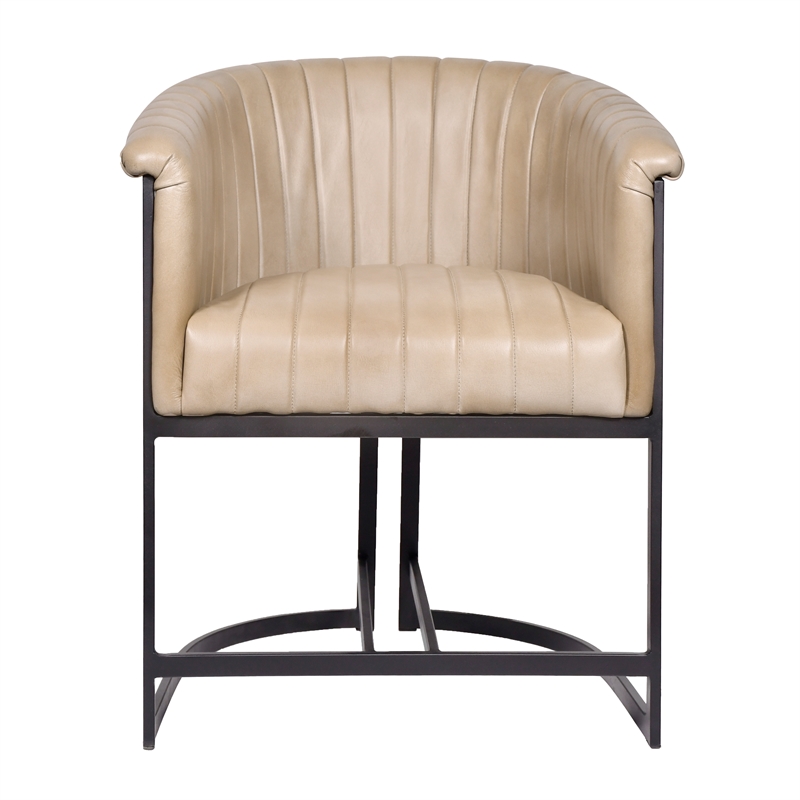 Wilbur Dining Chair in Mid-Century Stone Finish on Genuine Leather