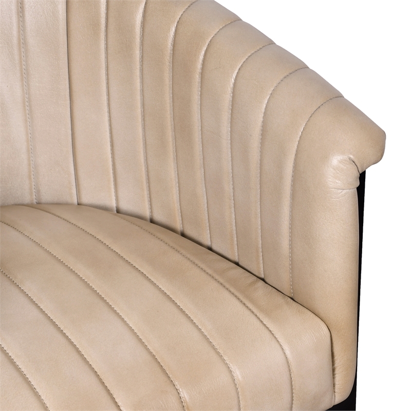 Wilbur Dining Chair in Mid-Century Stone Finish on Genuine Leather
