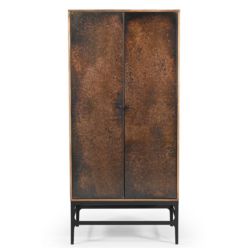 Balthazar Cabinet with Contemporary Multi-colored Dark Copper Tone Iron Doors