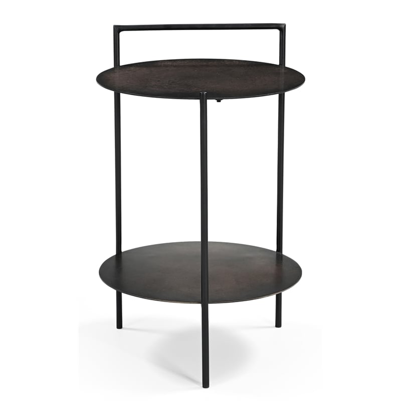 Benji Iron Side Table in Contemporary Dark Copper Patina