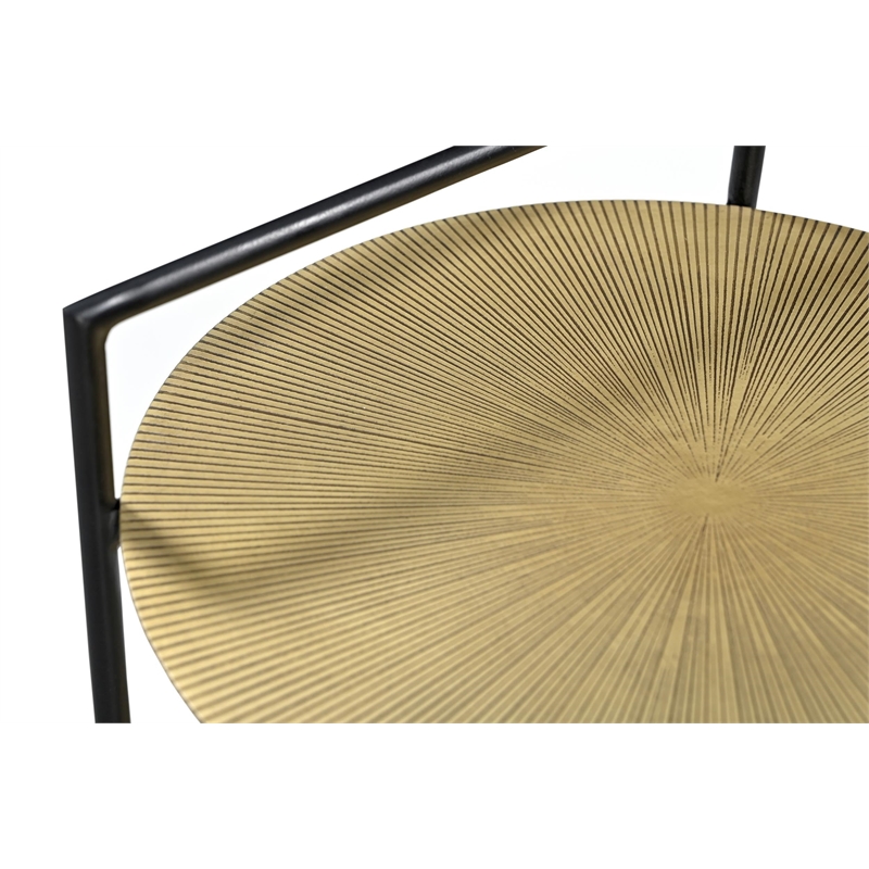 Benji Iron Side Table in a Modern Black and Textured Brass Finish