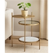 Galahad Side Table in Modern White Marble and Brass Toned Iron