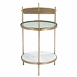 Galahad Side Table in Modern White Marble and Brass Toned Iron