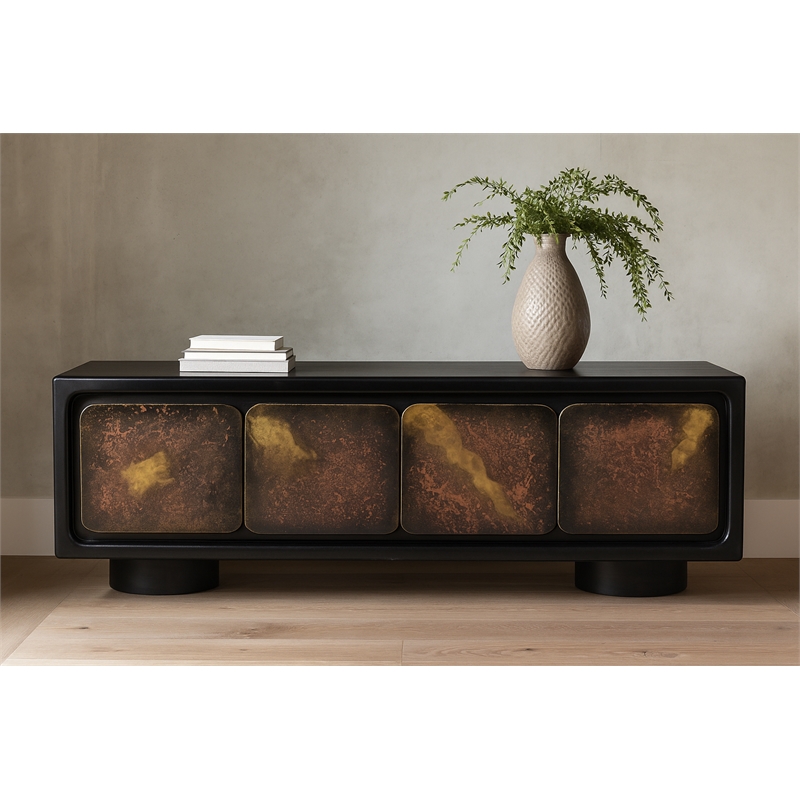 Balthazar 4-Door Sideboard in Contemporary Multi-color Toned Iron