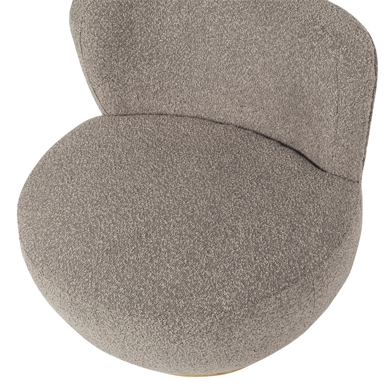 Maya Occasional Swivel Chair in Modern Silver Boucle Fabric on a Solid Wood Base
