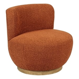 Maya Occasional Swivel Chair in Modern Rust Boucle Fabric on a Solid Wood Base