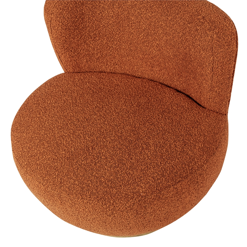 Maya Occasional Swivel Chair in Modern Rust Boucle Fabric on a Solid Wood Base