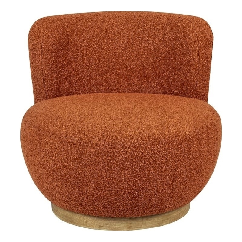 Maya Occasional Swivel Chair in Modern Rust Boucle Fabric on a Solid Wood Base