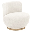 Maya Occasional Swivel Chair in Modern Ivory Boucle Fabric on a Solid Wood Base