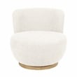 Maya Occasional Swivel Chair in Modern Ivory Boucle Fabric on a Solid Wood Base
