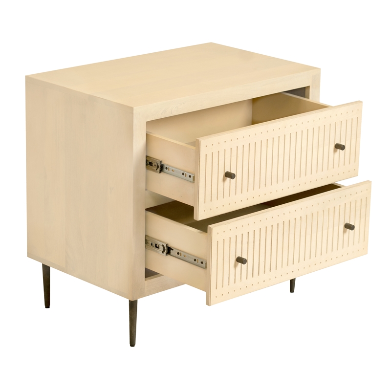 Sampson 2-Drawer Nightstand in Contemporary Aged Natural Finish on Solid Wood