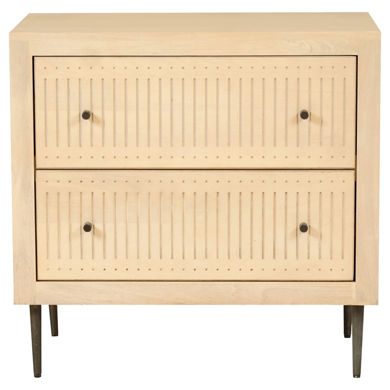 Sampson 2-Drawer Nightstand in Contemporary Aged Natural Finish on Solid Wood