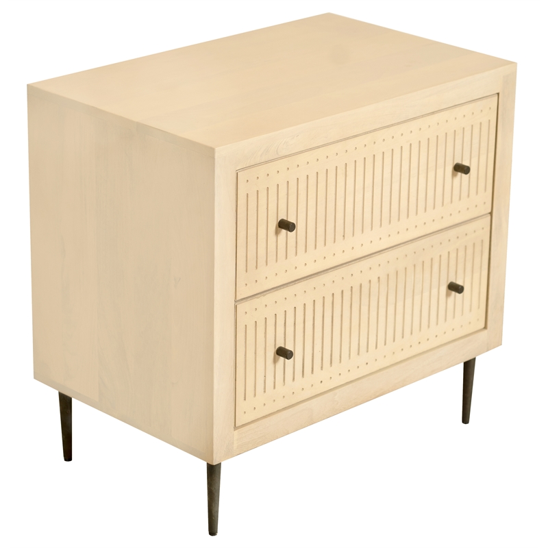 Sampson 2-Drawer Nightstand in Contemporary Aged Natural Finish on Solid Wood