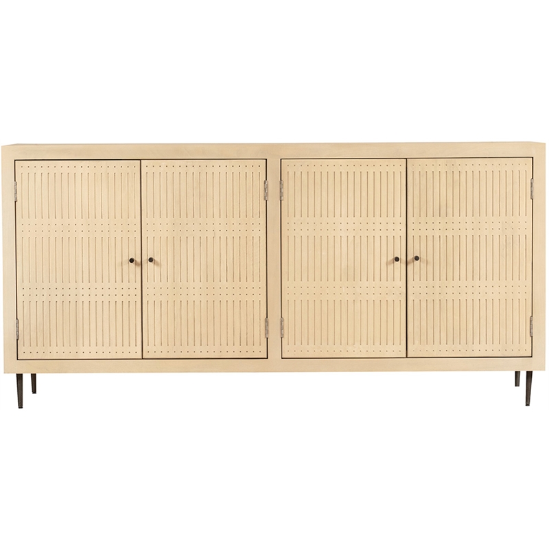 Sampson 4-Door Sideboard in Contemporary Aged Natural Finish on Solid Wood