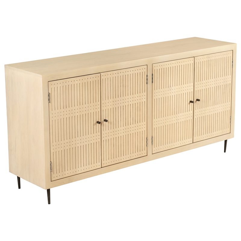 Sampson 4-Door Sideboard in Contemporary Aged Natural Finish on Solid Wood