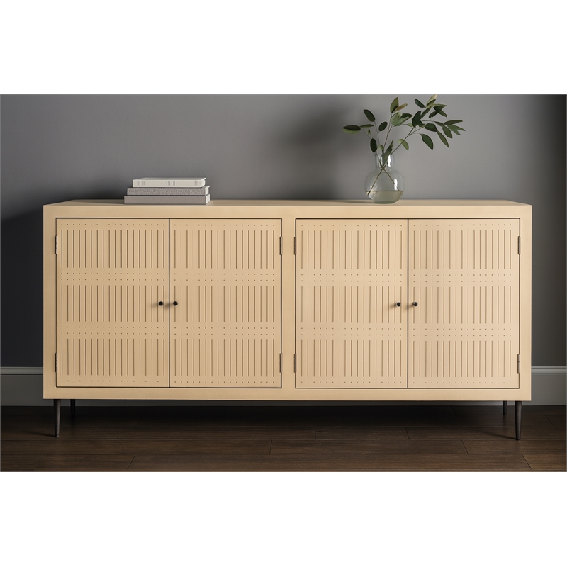 Sampson 4-Door Sideboard in Contemporary Aged Natural Finish on Solid Wood