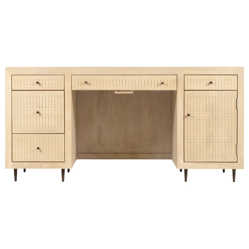 Sampson Desk with Drawers  in Contemporary Aged Natural Finish on Solid Wood