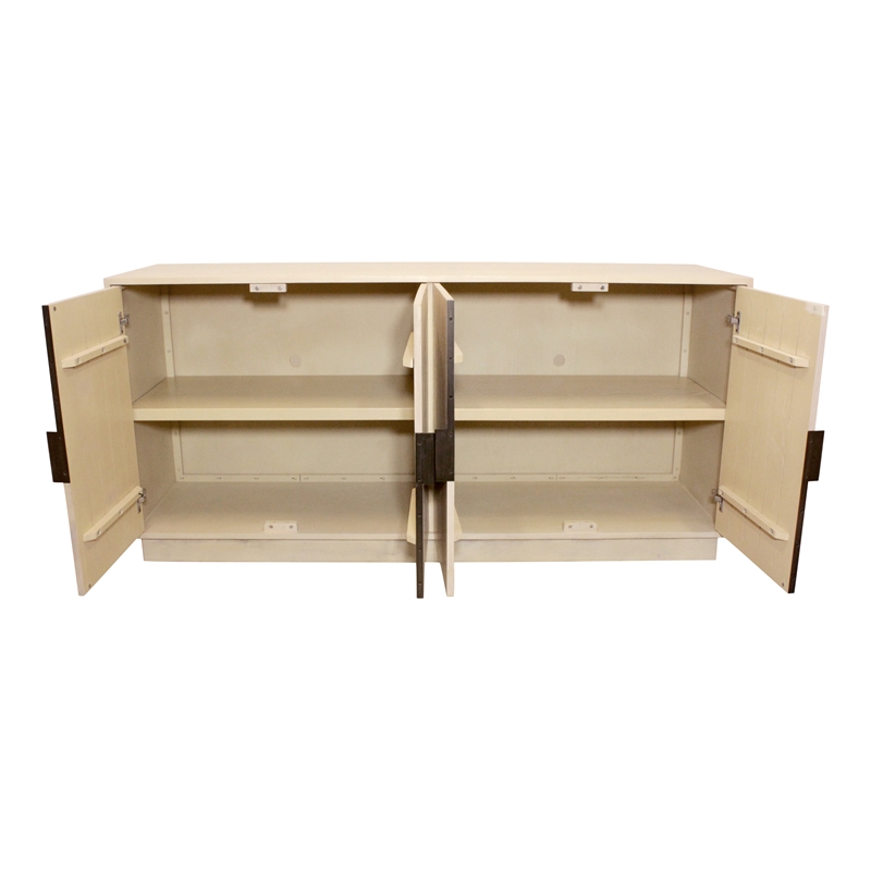 Ren 4-Door Sideboard in Contemporary Aged Natural Finish on Solid Wood