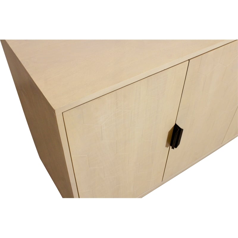 Ren 4-Door Sideboard in Contemporary Aged Natural Finish on Solid Wood