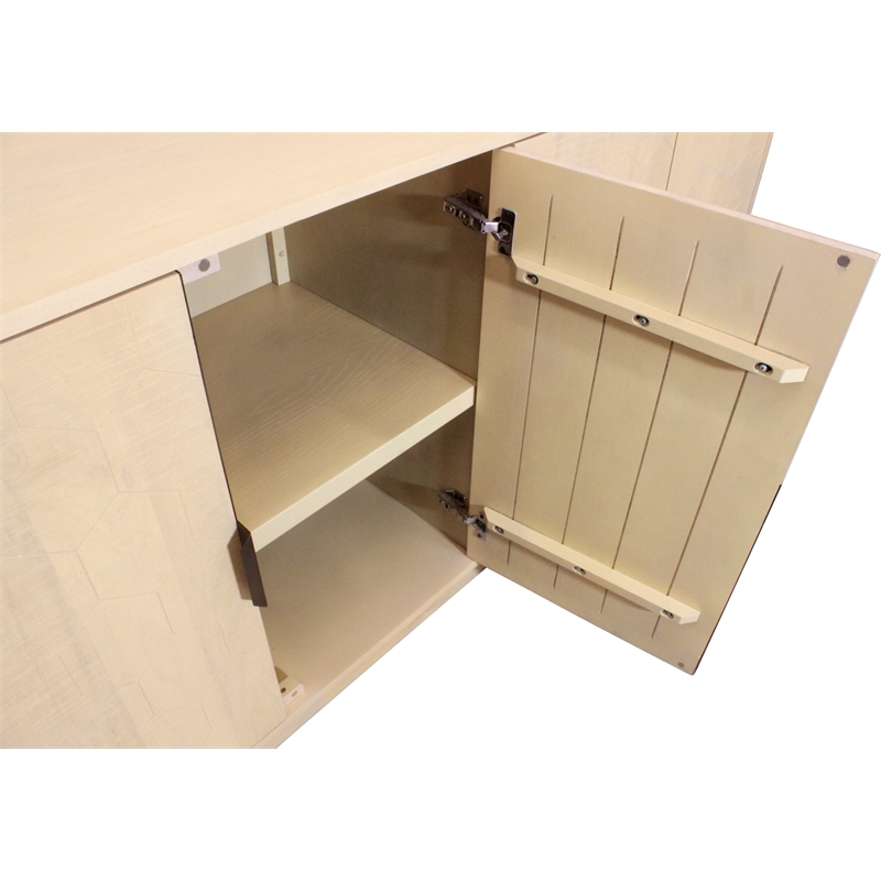 Ren 4-Door Sideboard in Contemporary Aged Natural Finish on Solid Wood