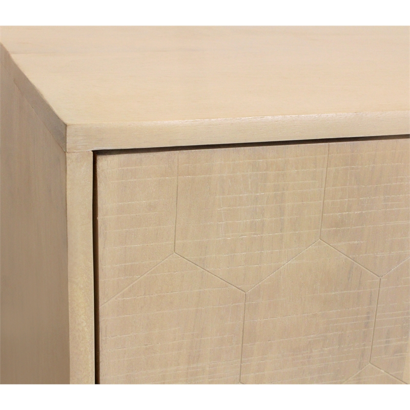 Ren 4-Door Sideboard in Contemporary Aged Natural Finish on Solid Wood