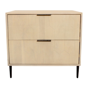 Ren 2-Drawer Nightstand in Contemporary Aged Natural Finish on Solid Wood