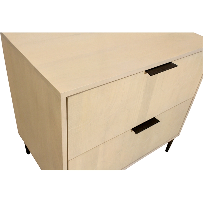 Ren 2-Drawer Nightstand in Contemporary Aged Natural Finish on Solid Wood